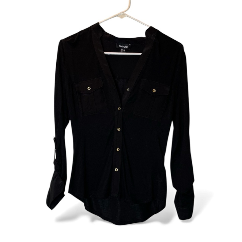 Bebe Women's Elegant Black Button-Down Shirt